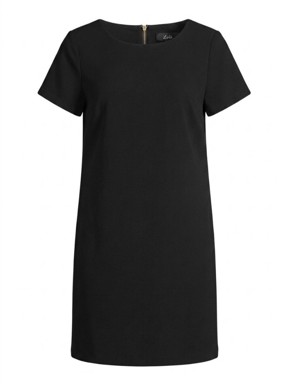 Lulus Black Shift Dress Short Sleeve Exposed Gold Zipper Mini LBD S